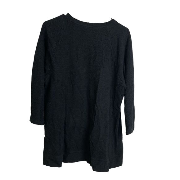 Eileen Fisher Top Medium Womens Black Shirt Sweater Textured Knit Pullover Hi Lo - Picture 2 of 9